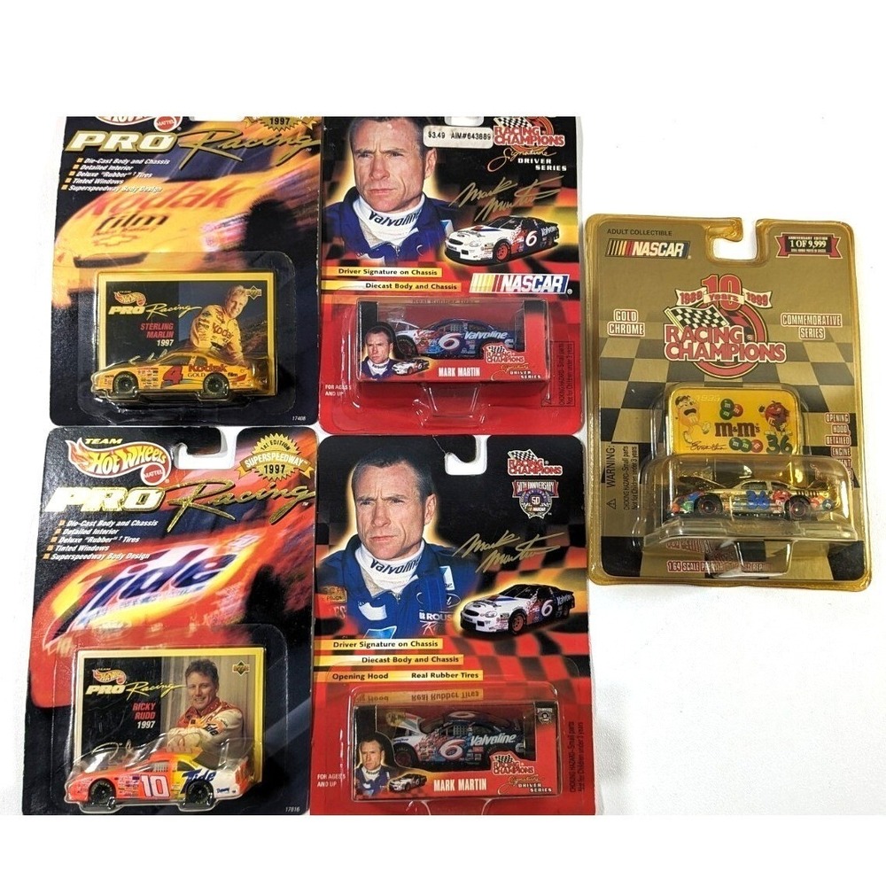 NASCAR Diecast Lot 5 Hot Wheels Pro Racing Racing Champions Mark Martin M&Ms